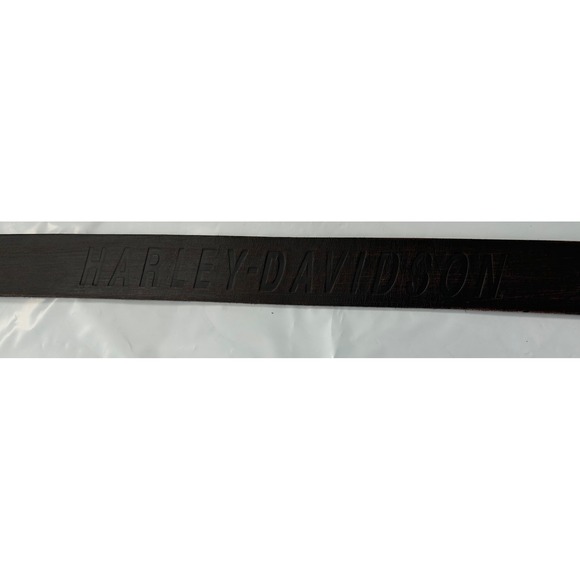 Harley Davidson Mens Black Leather Belt Strap Debossed Logo 30 Biker No Buckle - Picture 11 of 12